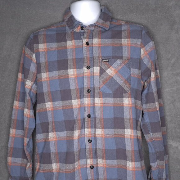 Volcom Mens Modern Fit Plaid Flannel Shirt M Long Sleeve Button-Up - Picture 1 of 5